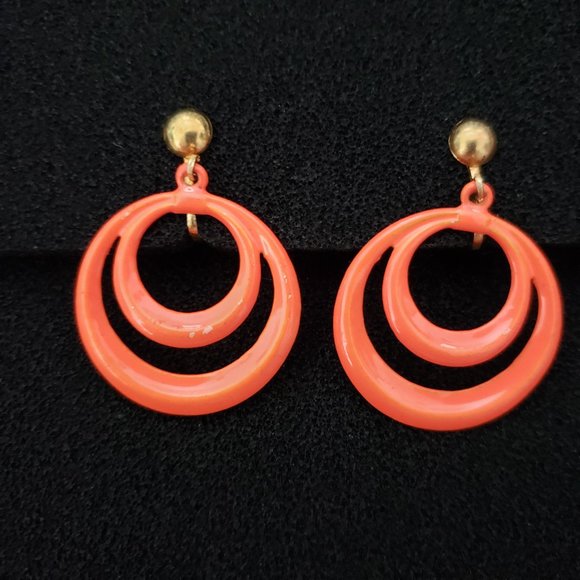 Jewelry - 2 For $20   Brite Vintage  60"s  Orange Clip on earrings